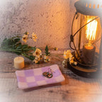 Glass Tray – Handmade Chequered Design for Keys & Jewellery by David Perry Glass & Ceramics (15x8cm-chequered-dual-coloured-medium-tray-bullseye-collection)