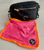 Mini Dog Towel + Clip, Pink & Orange
