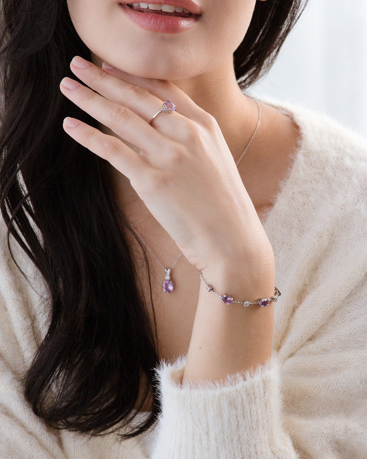 Lavender Amethyst Bracelet in Sterling Silver