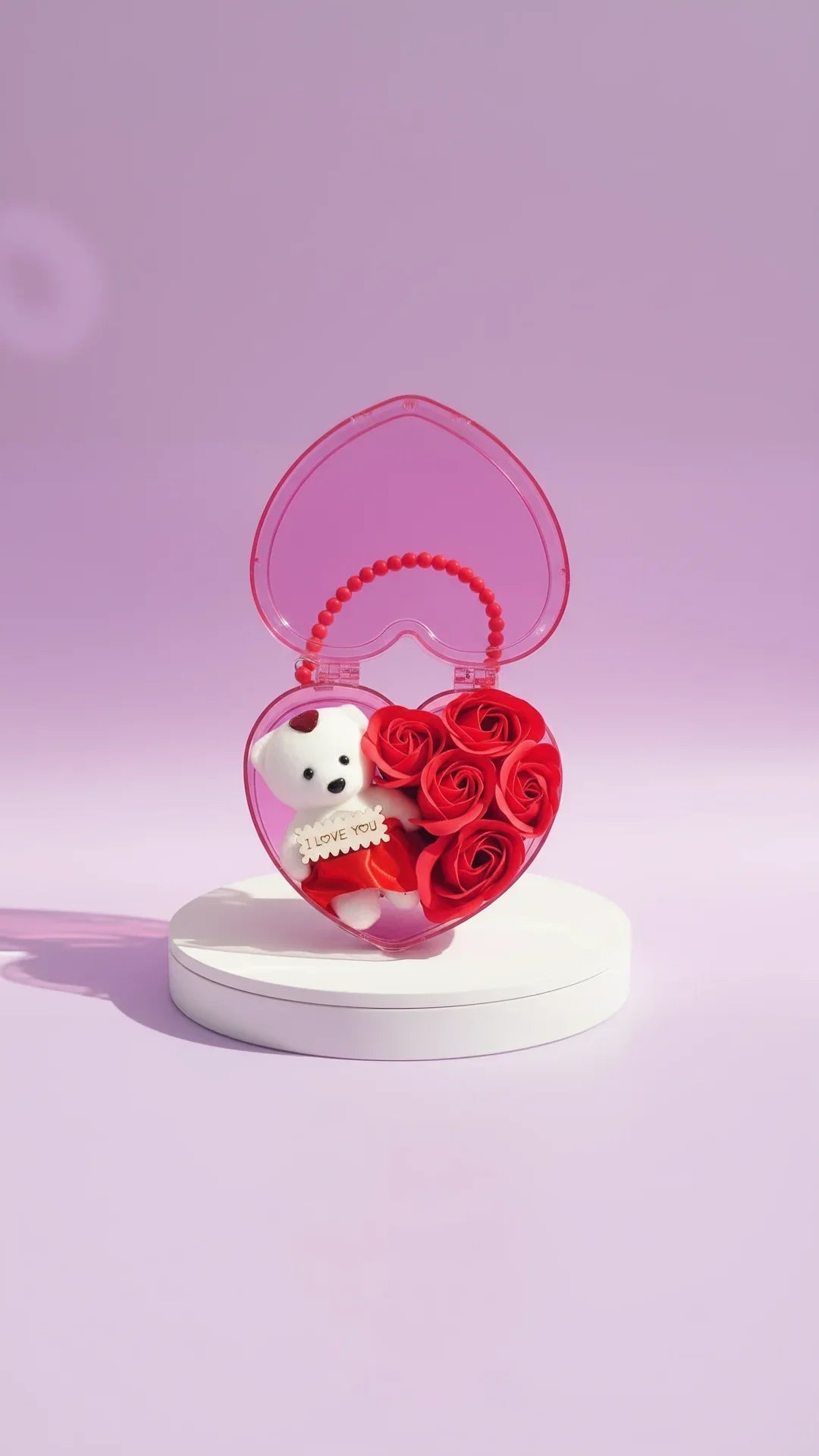 Scented Roses & Teddy With Gift Box Carry Case