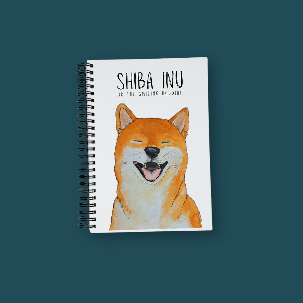 “Plotting My Escape” – Shiba Inu Fabric Notebook