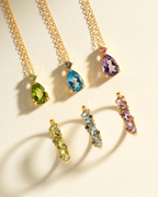 Emerald & Peridot Pear Cut Pendant Necklace in 18k Gold Vermeil