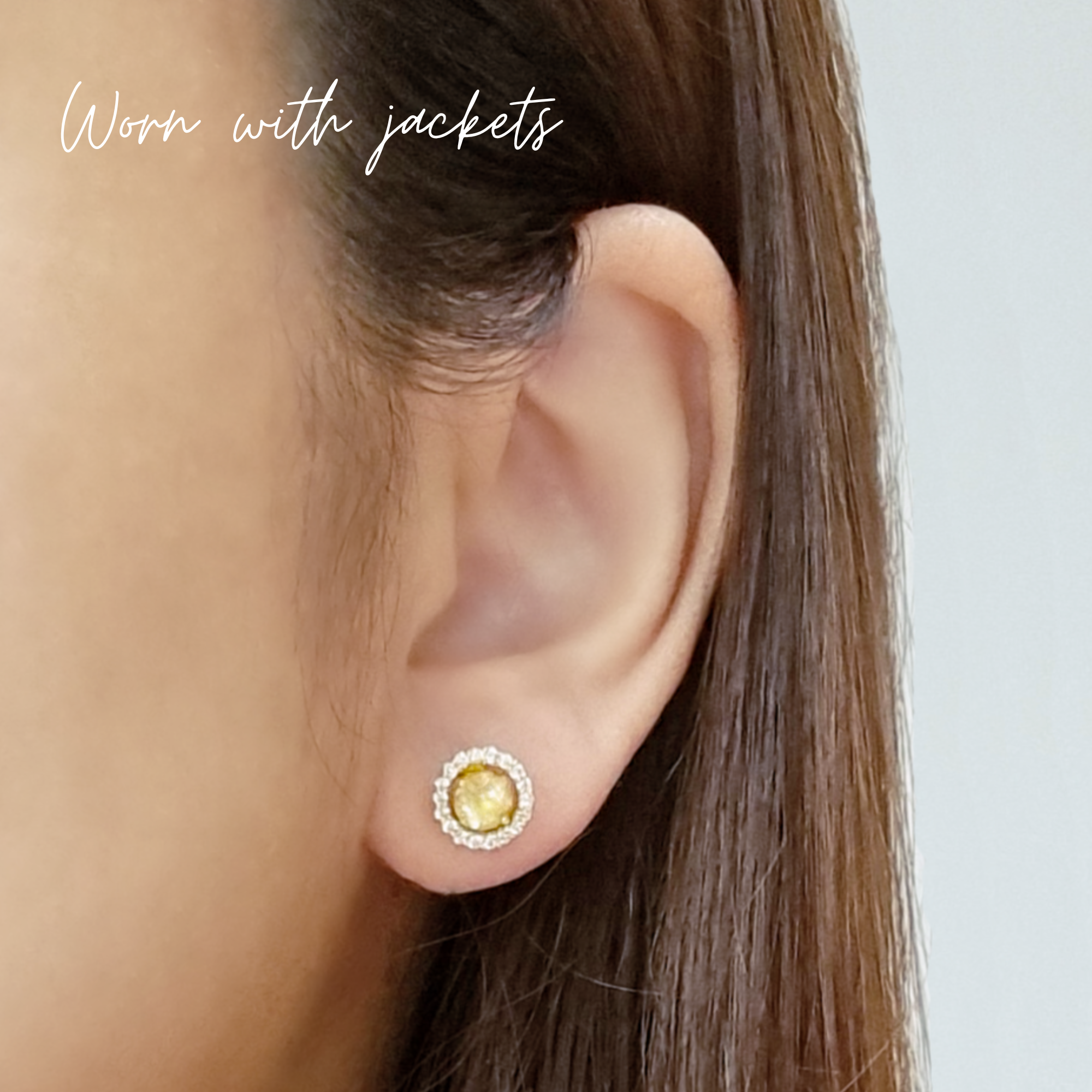 Citrine Halo Stud Earrings with Jackets in Sterling Silver