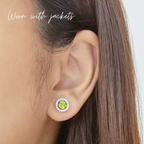 Peridot Halo Stud Earrings with Jackets in 18k Gold Vermeil