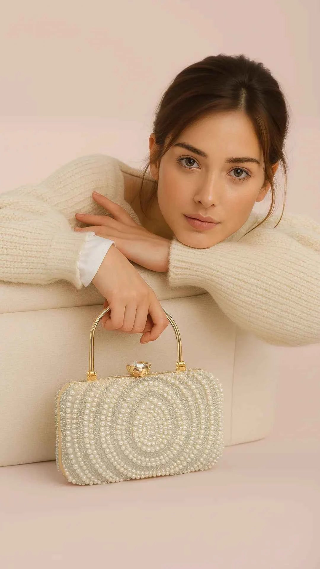Jewelled Pearl & Crystal Clutch Bag