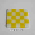 Glass Coasters – Handmade Chequered Design from Cornwall by David Perry Glass & Ceramics (10cm-chequered-soft-white-colour-coaster-oceanside-collection)