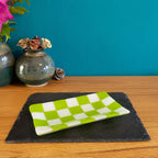 Handmade Glass Tray – Chequered Fused Design by Cornish Artisan by David Perry Glass & Ceramics (21x12cm-chequered-white-colour-large-tray-bullseye-collection)