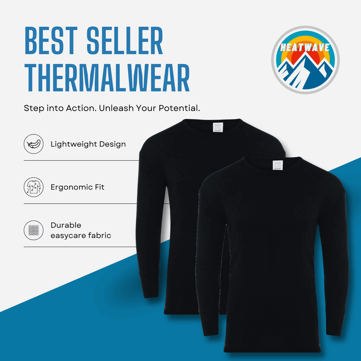 Heatwave Thermalwear Men's Long Johns 2 Pack Brushed Insulated Baselayer Warm Size S-XXL