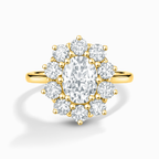 2.5 ct Oval Moissanite Halo Engagement Ring in 18k Gold Vermeil