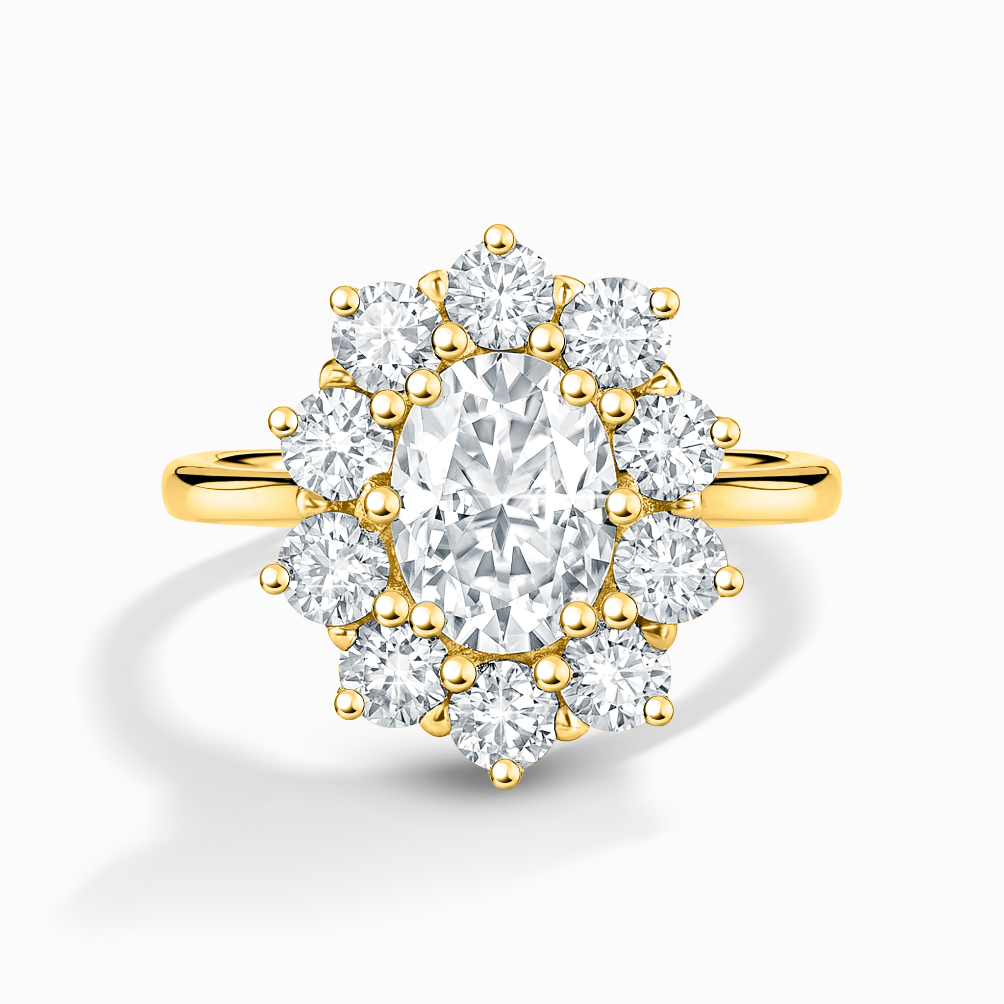 2.5 ct Oval Moissanite Halo Engagement Ring in 18k Gold Vermeil