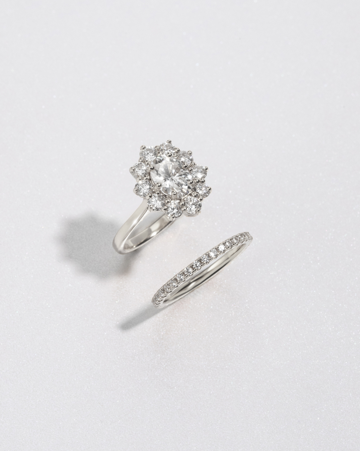 2.5 ct Oval Moissanite Halo Engagement Ring in Sterling Silver
