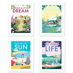 Vintage Travel Poster – Dream a Little Dream Seaside Print by BeckyBettesworth (dream-a-little-dream)