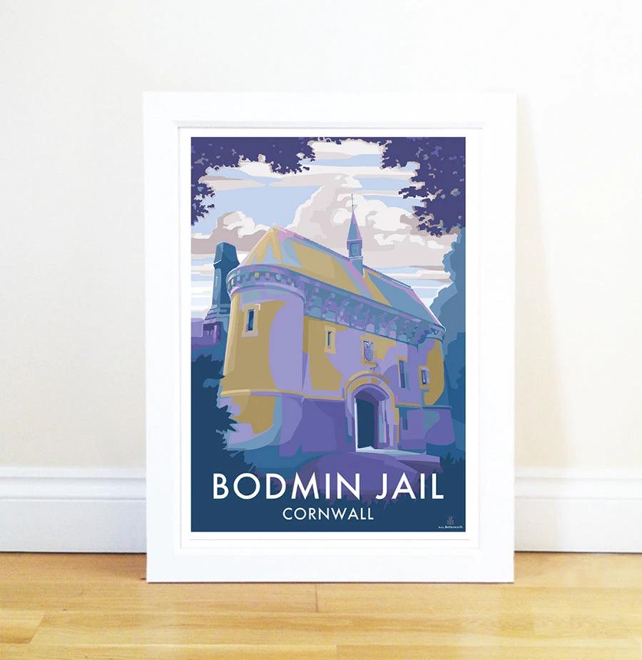 Cornwall Travel Poster – Bodmin Jail Vintage Railway Design by BeckyBettesworth (bodmin-jail)