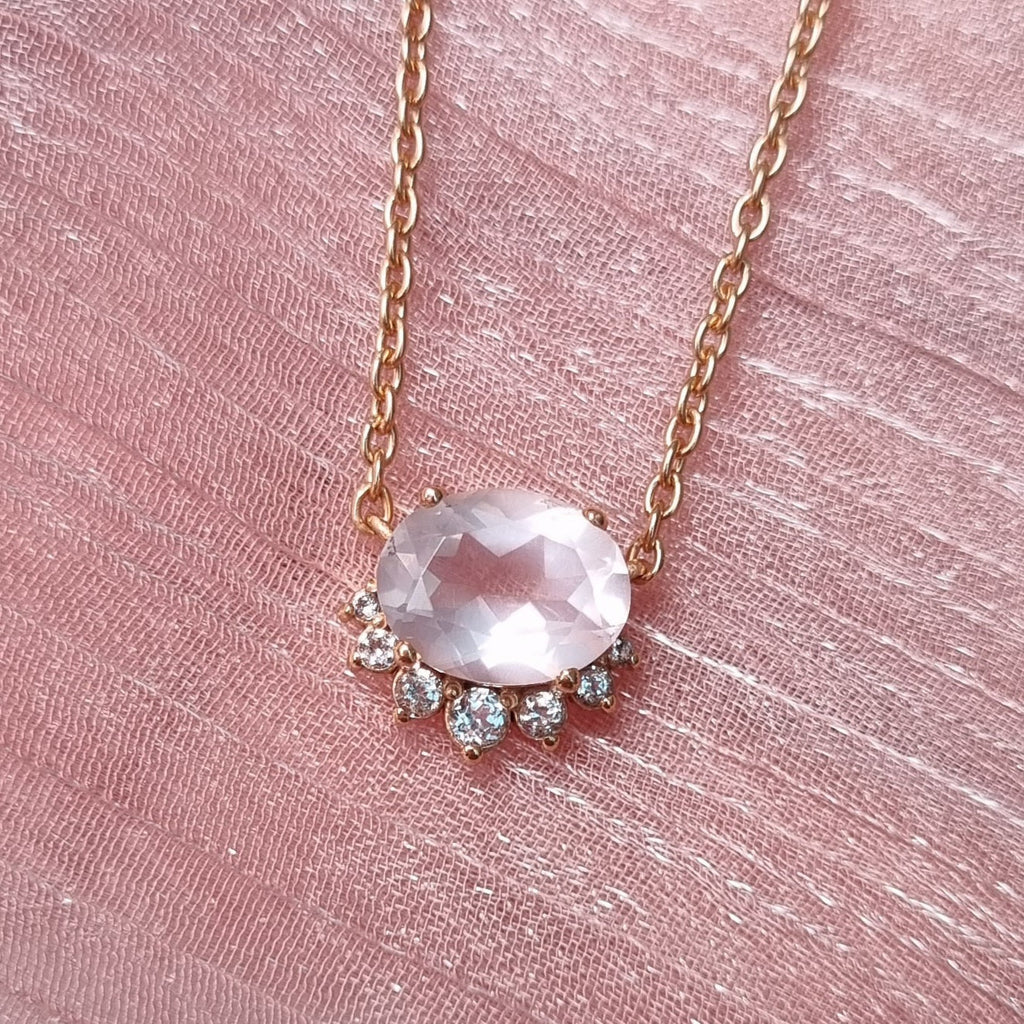 Aria Rose Quartz Necklace in 18k Rose Gold Vermeil