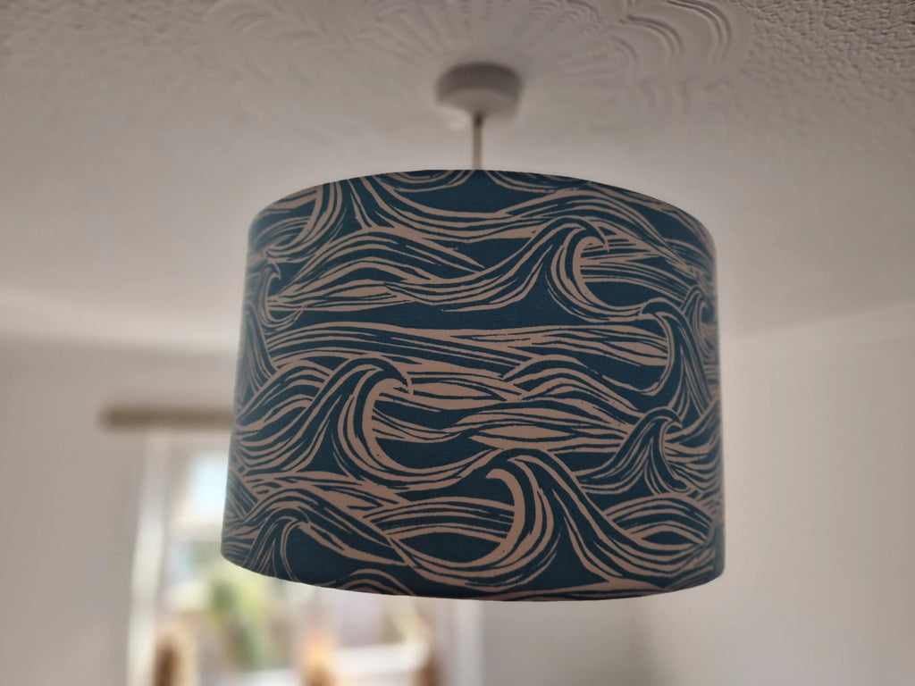 Coastal Lampshade – Handcrafted Mini Wave Design for Cosy Lighting by Sailing Sea Shades (tiny-wave-lampshade)