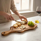 Handmade Olive Wood Freeform Meat Carving Board with Handle & Juice Groove | Live Edge Steak & Serving Board | Natural Grain | 45–60 cm