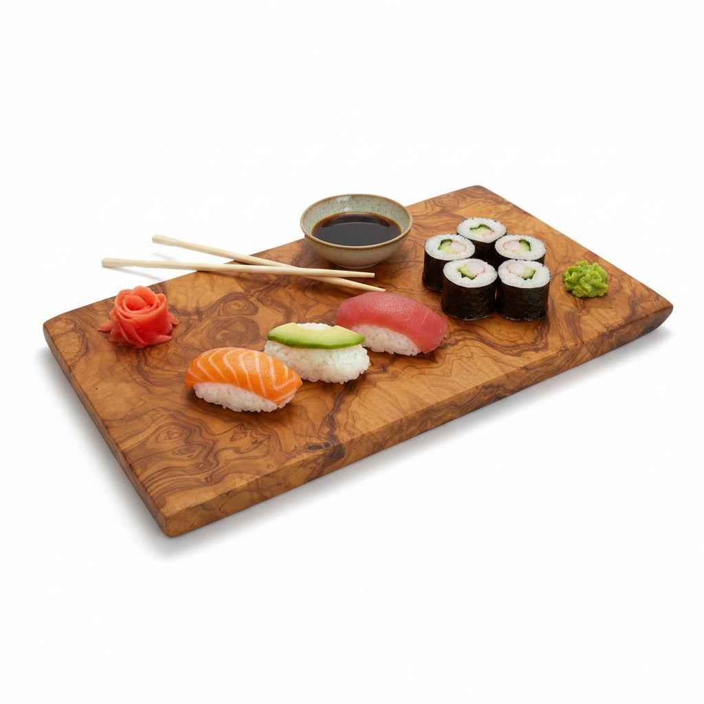 Handmade Olive Wood Rectangular Cutting Board | Thick Flat Cheese & Charcuterie Serving Board | Beautiful Natural Grain | 30–40 cm