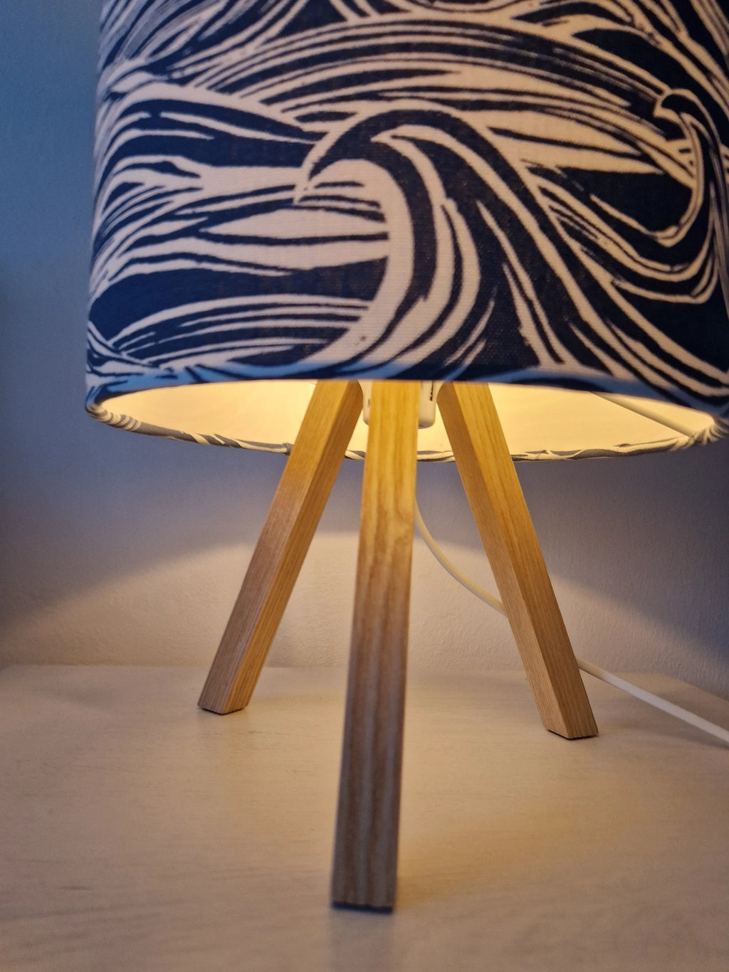 Coastal Lampshade – Handmade Wave Design Creates Calming Shadows by Sailing Sea Shades (medium-wave-lampshade)