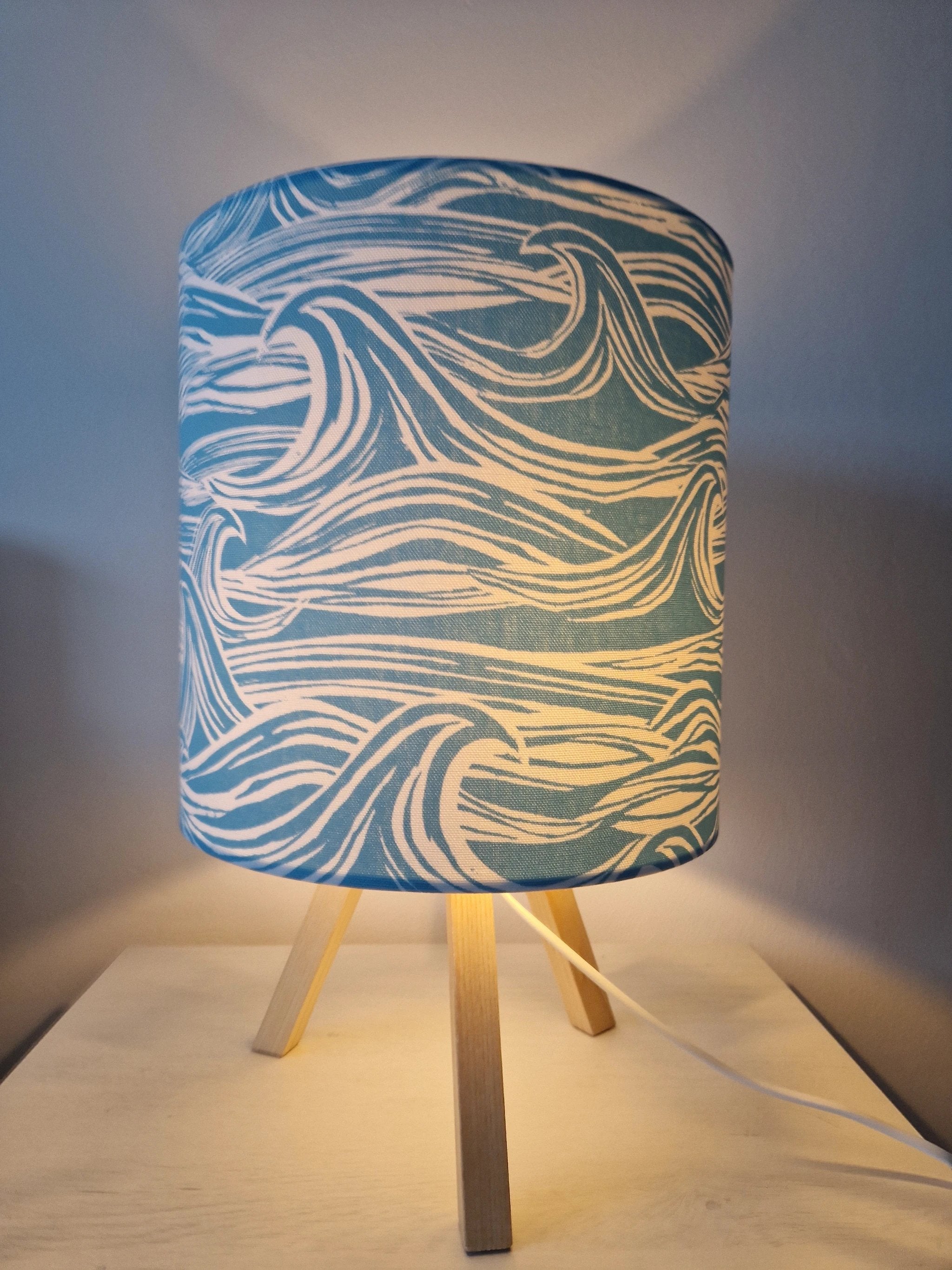 Coastal Lampshade – Handcrafted Mini Wave Design for Cosy Lighting by Sailing Sea Shades (tiny-wave-lampshade)