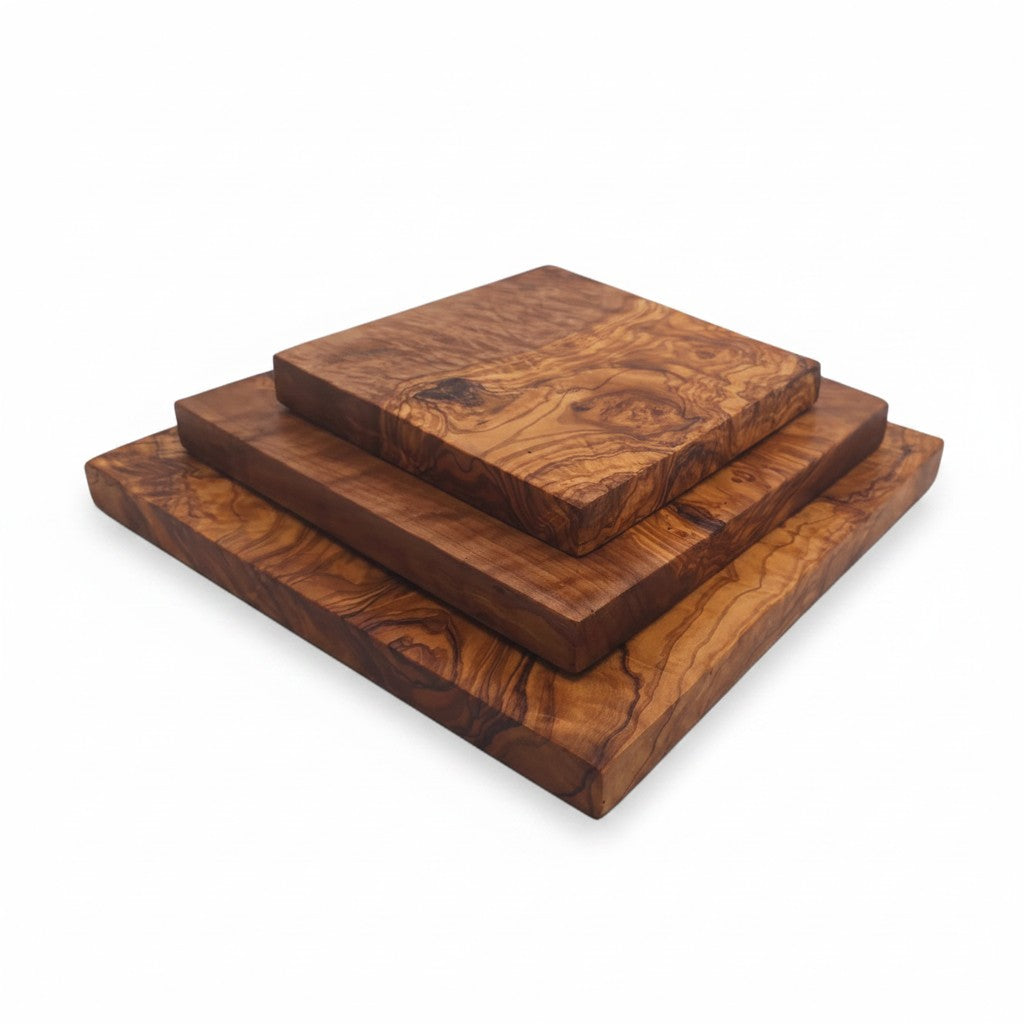 Square Olive Wood Cutting & Serving Board, Extra Thick