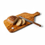 Handmade Olive Wood Rectangular Paddle Board with Handle & Hanging Hole | Live Edge Fruit Cheese & Serving Board | Unique Burl Grain | 33–45 cm