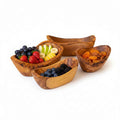 Handmade Olive Wood Boat Bowl | Deep Oval Fruit Salad & Serving Bowl | Beautiful Natural Grain | 13 cm · 15 cm · 18 cm