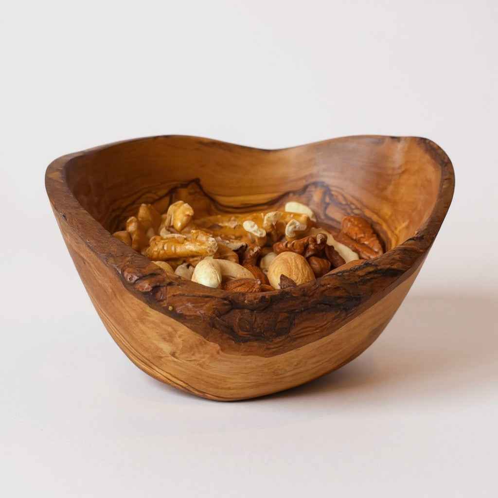 Handmade Olive Wood Boat Bowl | Deep Oval Fruit Salad & Serving Bowl | Beautiful Natural Grain | 13 cm · 15 cm · 18 cm