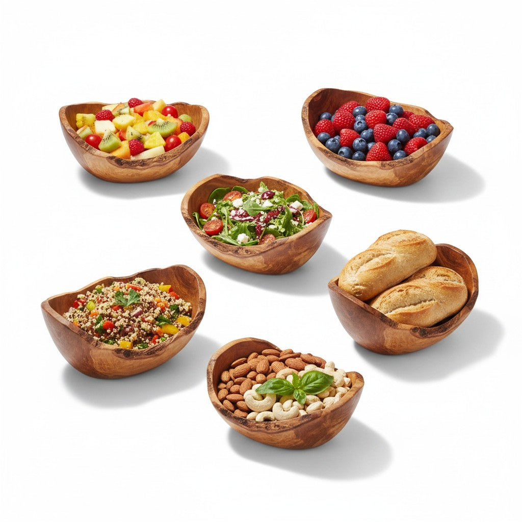 Hand-Carved Olive Wood Salad & Fruit Bowl, 20–45 cm