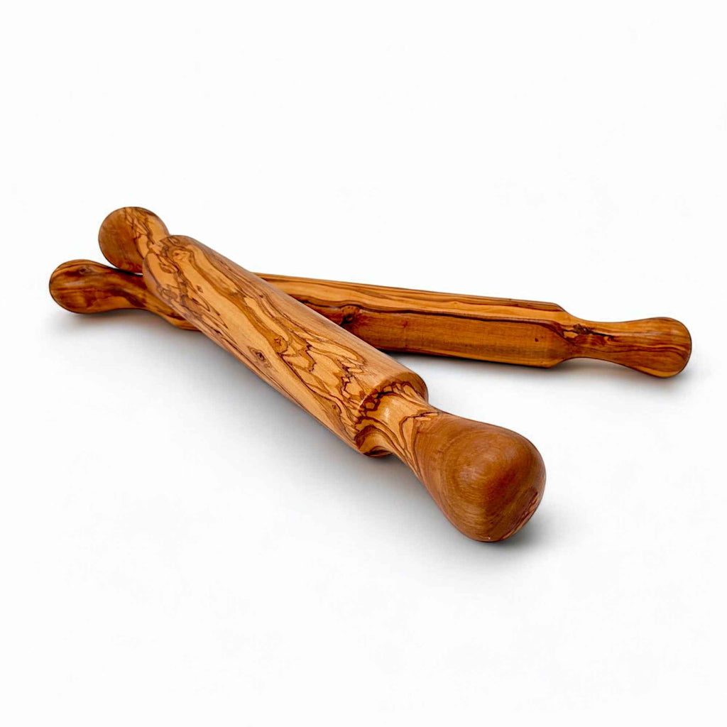 Olive Wood Professional Rolling Pin | Traditional Hardwood Pastry Dough Roller