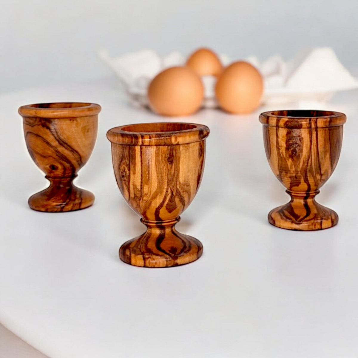 Olive Wood Egg Cup | Wooden Soft Boiled Egg Holder Breakfast Serving Stand