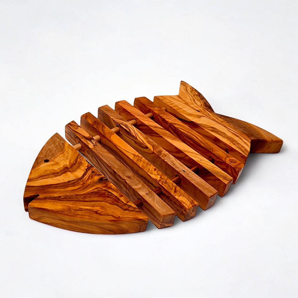 Handcrafted Fish Shaped Olive Wood Trivet (26x19 cm) | Hot Pad