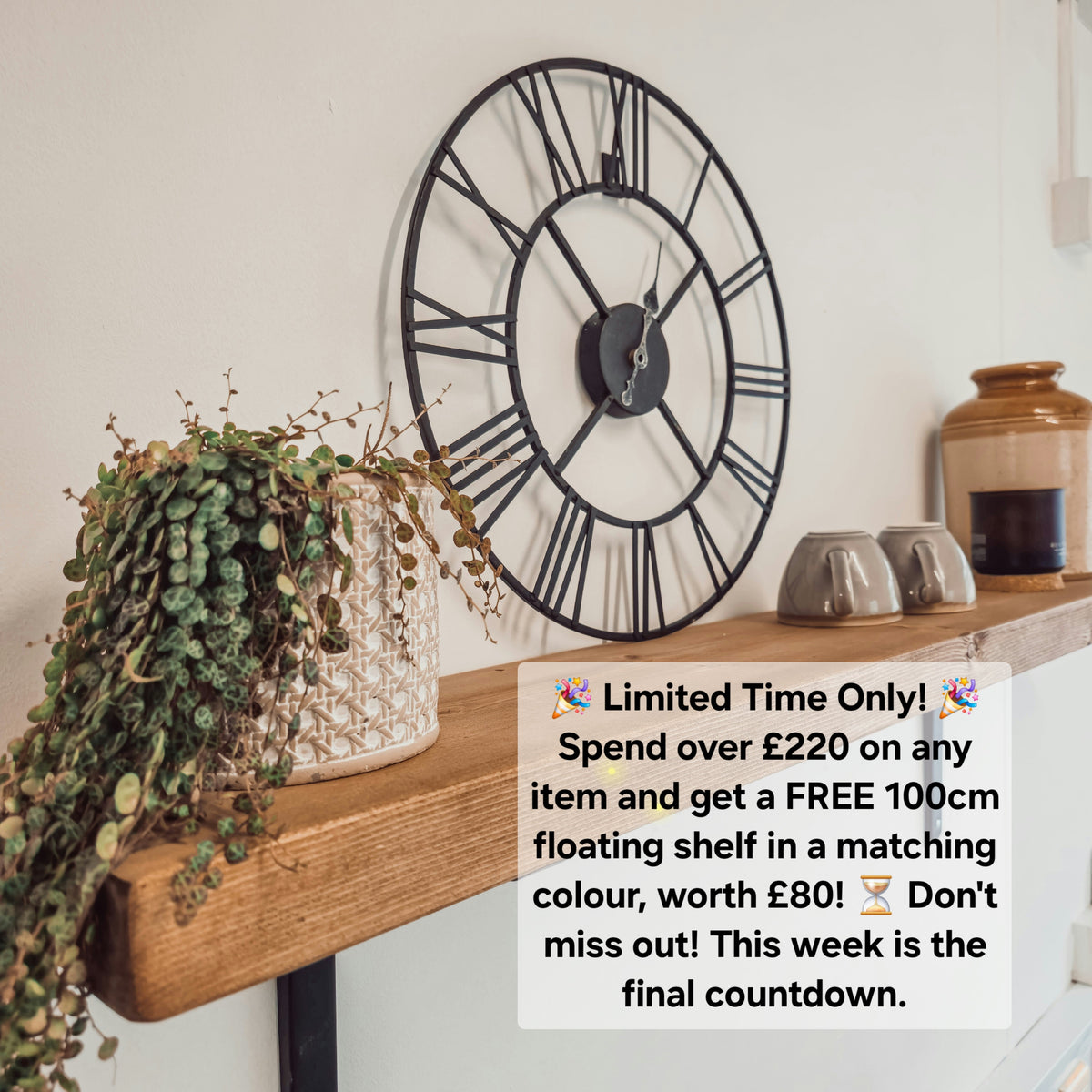 Rustic Wooden Shelf with Scaffold Metal Brackets
