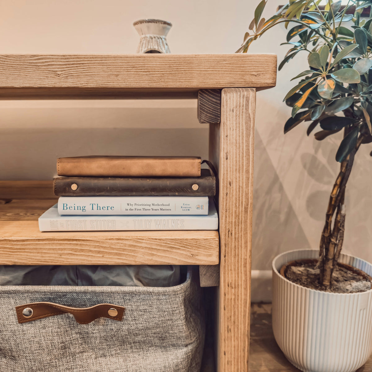 Norwyn 2-Tier Storage Unit / Bookshelf / Toy Storage / Living Room Storage / Shoe Storage Rustic Storage Unit Solid Wood Cottage Style /Book Shelf
