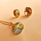 Gold Eclipse Deco Moonstone Studs