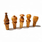 Olive Wood Wooden Bottle Stopper Handcrafted Wine Cork | Mushroom | Pear | Round | Apple