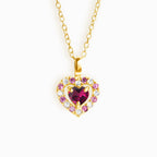 Red Heart Rhodolite Garnet Pendant Necklace in 18k Gold Vermeil