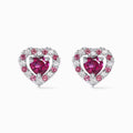 Red Heart Rhodolite Garnet Stud Earrings in Sterling Silver