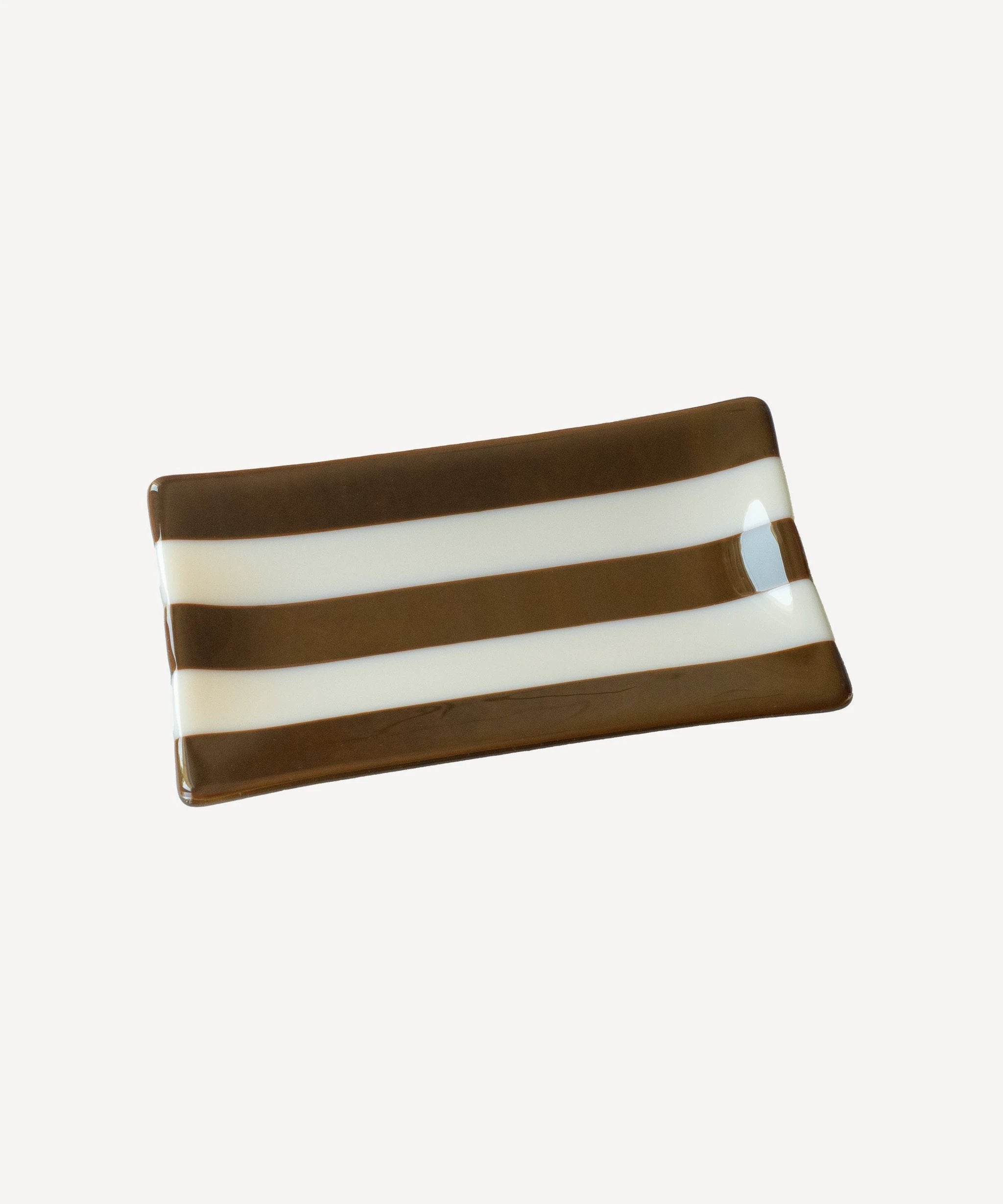 Striped Glass Tray 21x12cm | David Perry Glass & Ceramics by David Perry Glass & Ceramics (21x12cm-striped-dual-coloured-large-tray-bullseye-collection)