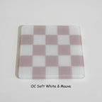 Glass Coasters – Handmade Chequered Design from Cornwall by David Perry Glass & Ceramics (10cm-chequered-soft-white-colour-coaster-oceanside-collection)