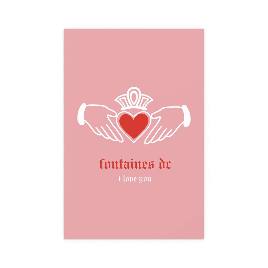 Fontaines DC - I Love You - Irish Claddagh (Pink + Red)