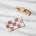 Glass Tray – Handmade Chequered Design for Keys & Jewellery by David Perry Glass & Ceramics (15x8cm-chequered-dual-coloured-medium-tray-bullseye-collection)