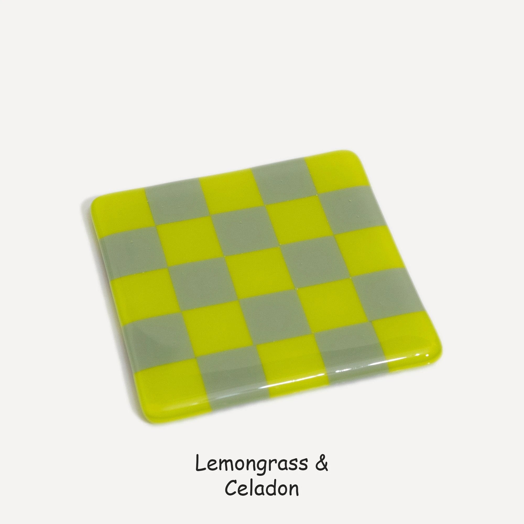Fused Glass Coaster - Handcrafted Chequered Design from Cornwall by David Perry Glass & Ceramics (10cm-chequered-dual-colour-coaster-oceanside-collection)