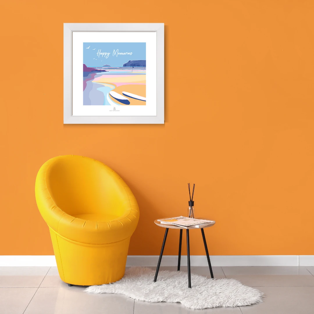 Seaside Wall Art – Happy Memories Beach Quote Print by BeckyBettesworth (happy-memories)