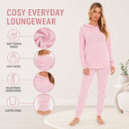 Daisy Dreamer Hooded Pyjama Set Womens Pink Grey Long Sleeve Hoodie and Pants Luxurious