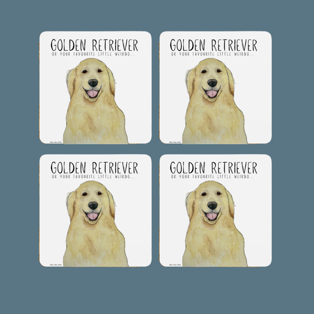 Golden Retriever Coasters – The Ultimate Goofy Sidekick for Your Drinks!