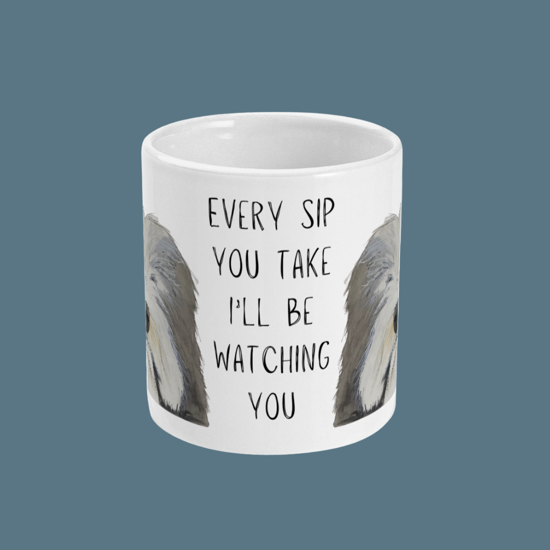 Sip Surveillance – Bearded Collie Mug of Judgment