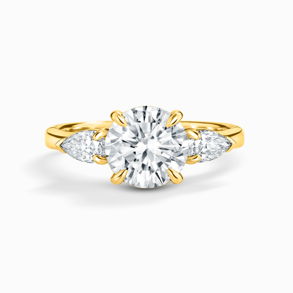 2 ct Round Moissanite Three Stone Engagement Ring in 18k Gold Vermeil