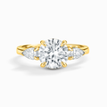 2 ct Round Moissanite Three Stone Engagement Ring in 18k Gold Vermeil