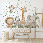 Watercolor Safari Animals Wall Decals, Removable Nursery Decor