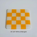 Glass Coasters – Handmade Chequered Design from Cornwall by David Perry Glass & Ceramics (10cm-chequered-soft-white-colour-coaster-oceanside-collection)